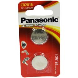 Verpackung mit zwei Panasonic-Knopfzellenbatterien CR2016 für 3V.
