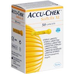 Eine Schachtel mit 50 sterilen Lanzetten von Accu-Chek Softclix XL.