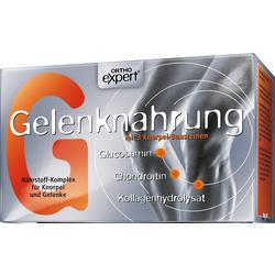 Graue Packung einer Nahrungsergänzung für Gelenke mit orangen Details.